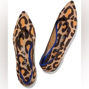 Rothy’s big cat point flat  W8 fall shoes animal print workwear business casual